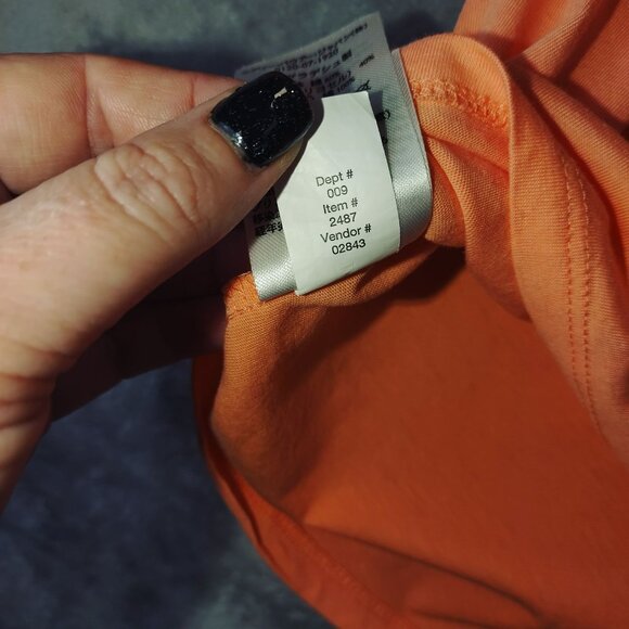 Eddie Bauer Womens XL‎ Orange Peasant Top 3/4 Sleeve Tie Neck Cotton Tencel Boho - Picture 6 of 9